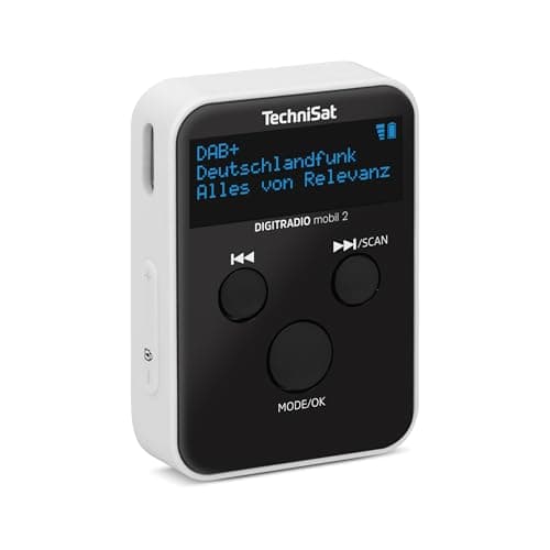Image of TechniSat DIGITRADIO mobil 2 - Portable DAB+/FM Mini Radio with Integrated Battery (Rechargeable Pocket Radio, Headphones, OLED Display, Favourite Memory) Black/White