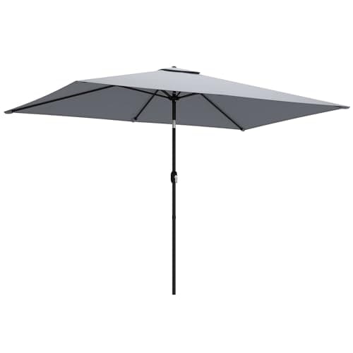 Image of Outsunny 3x2m Garden Parasol, Parasol Umbrella with Crank Handle, Tilt Function, Polyester Canopy, Outdoor Table Umbrella for Patio, Garden, Light Grey