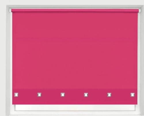 Image of Optimal Products Roller Blinds Easy Fit Trimable Home Office Window Square Eyelet Fabric Blind 160cm Drop (Pink/Fuchsia, 60 x 160 cm)