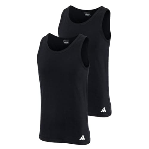 Image of adidas Men's Active Flex Cotton Undershirt Tank Top (Pack of 2), Black_4am018, XL
