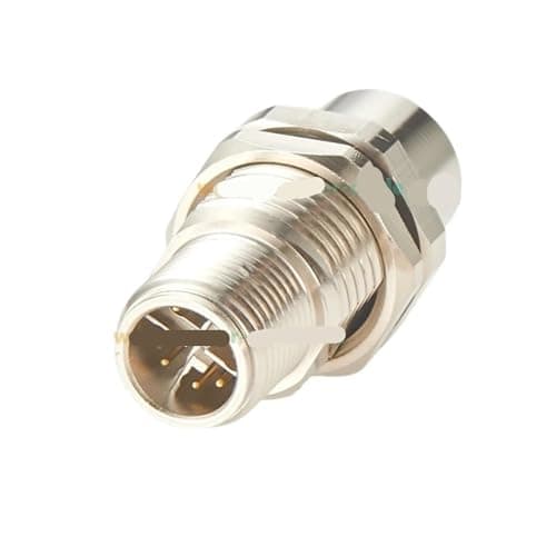 Image of FNWXGMFZ M12 X Code 8 Pin Male to Female Bulkhead Feedthrough Circular Connector IP67 Shielded 10Gbps Cat6A Ethernet Panel Mount Adapter