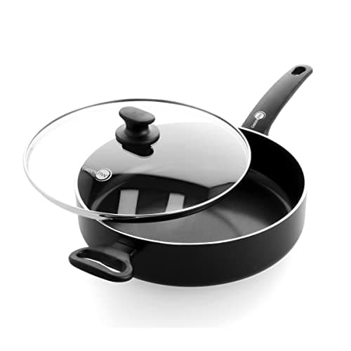 Image of GreenPan Cambridge Healthy Ceramic Non-Stick 24 cm/3.1 Litre Sauté Pan with Glass Lid, PFAS Free, Induction, Oven Safe, Black