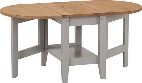 Image of Seconique Santos Drop Leaf Coffee Table in Grey Slate/Distressed Waxed Pine