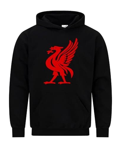 Image of Daily Apparel Liver Bird Sports Liverpudlian Hoodie | Funny Liverpool Football Fan Hoody | Long Sleeve Sweatshirt with Logo | Casual Streetwear Gift Idea for Birthdays, Christmas & Match Days Black