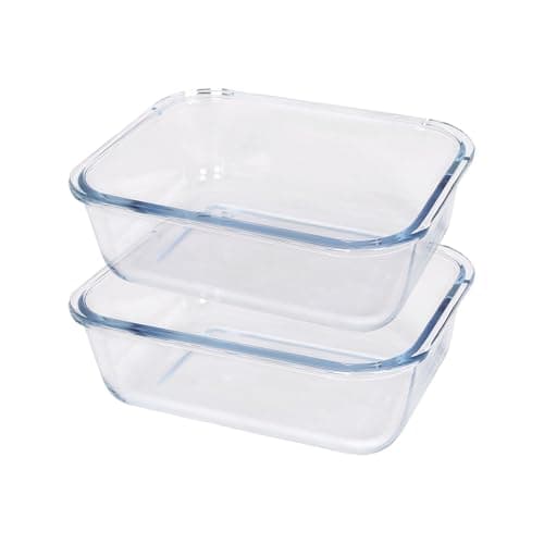 Image of Argon Tableware Rectangular Glass Cake Dishes - 17cm x 12.5cm - 2x Small Deep Pie Brownie Cheesecake Bread Sponge Oven Baking Tin Tray Pan | Microwave Safe, Freezer Safe