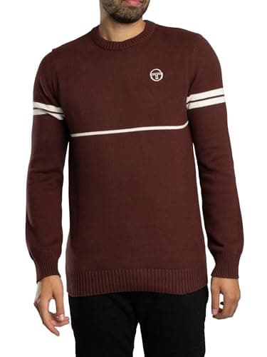 Image of Sergio Tacchini Men's Orion Knitted Sweatshirt, Bitter Chocolate/Gardenia, S