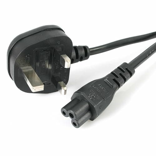 Image of 6ft (2m) UK Power Cable, BS 1363 to C5 (Clover Leaf), 2.5A 250V, 18AWG, UK Laptop Replacement Cord, Printer Power Cable, Laptop Charger Cable, Power Brick Cable