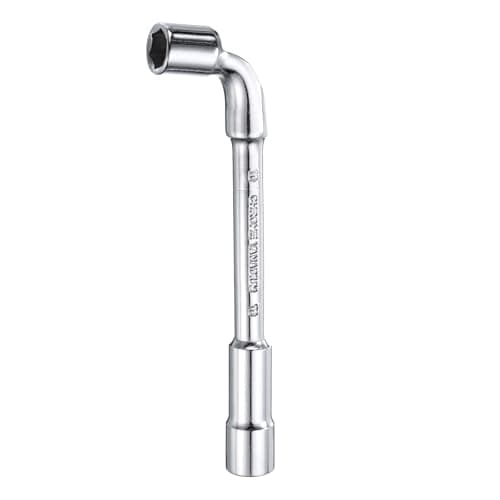 Image of sourcing map L Shaped Angled Hex Socket Wrench 10mm High Carbon Steel Double Ended Metric 6 Point Tubular Socket Spanner for General Repairing, Pipeline, Bicycle Car Maintenance