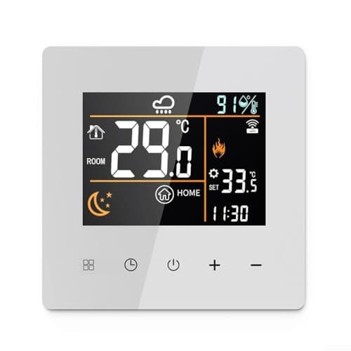 Image of Smart WiFi Thermostat Hygrometer, Digital Temperature Controller Protection LCD Color Screen Display For Tuya(White-16A)