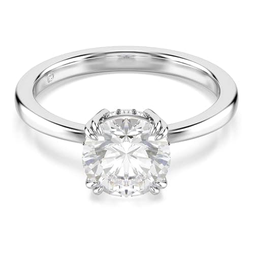Image of Swarovski Stilla Cocktail Ring, Round Cut, White, Silver-Tone Finish