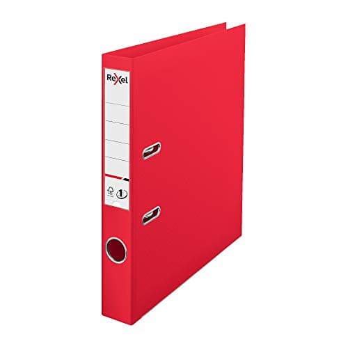 Image of Rexel Choices, A4 Lever Arch File, 50 mm Spine, 350 Sheet Capacity, Plastic Cover, File Folder, 2115508, Light Red