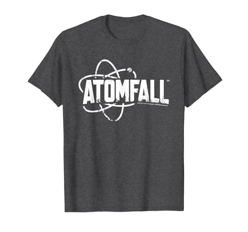 Image of Atomfall Classic White Text Logo T-Shirt, Men, Dark Heather Grey, Small