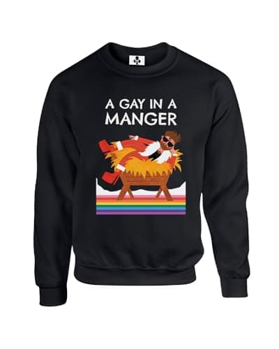 Image of Taylor Brown Gay in a manger, meme novelty iconic rude humerous offensive fun christmas xmas Unisex Funny Adults Sweatshirt Jumper Black