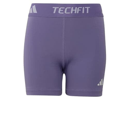 Image of adidas Girl's Techfit Short Leggings Tights, magic lilac/white, 5-6 Years