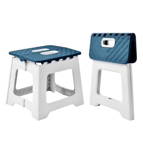 Image of Todetana Folding Step Stool for Kids, Collapsible Step Stool for Family Use, Non Slipping Portable Travel Stool (Dark Blue, 8 Inches)