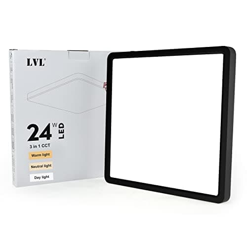 Image of LVL LED Panel Light, 24W 30x30, CCT, Modern Flush Mount Square Led Ceiling Light for Kitchen, Living Room, Bedroom, Hallway, Utility Room, Office (Black, 30cm-24W)