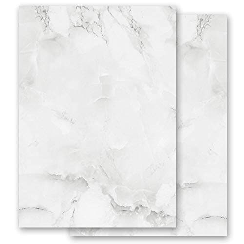 Image of Motif Letter Paper! Marble & Structure Marble Light Grey 100 Sheets DIN A6 - Paper-Media