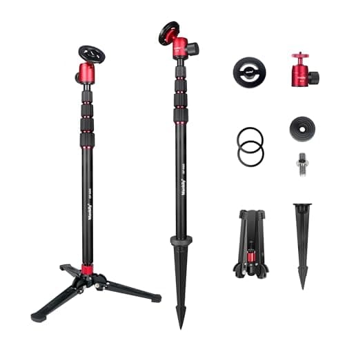 Image of Manbily GF-M25 5-in-1 Golf Monopod for Smartphones, Cameras Monopods, Magnetic Phone Stand, Selfie Stick with Long Ground Spike & Tripod Base Mount & Extension Rod 1/4 inch (Max 172cm)