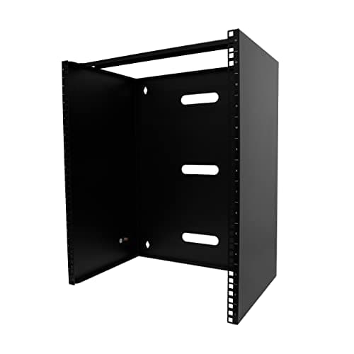 Image of StarTech.com 14U Wall Mount Network Rack, 14 in Deep (Low Profile), 19" Patch Panel Bracket for Shallow Server, IT Equipment, Network Switches, 77lbs/35kg Weight Capacity, Black (RACK-14U-14-BRACKET)