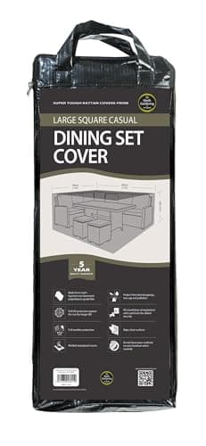 Image of Garland Products Limited LARGE BLACK SQUARE CASUAL DINING SET COVER 300CM FURNITURE WATERPROOF PROTECTION