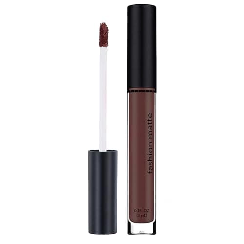 Image of Matte Dark Brown Liquid Lipstick for Women - Long Lasting, Waterproof, Quick-Drying, Non-Sticky Lip Gloss