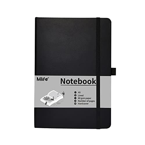 Image of Mlife A5 Journal Notebook,Lined Hardback Notebook with Pen Holder,192 Pages,5.7 inches * 8.4 inches - for Women and Men (Black)