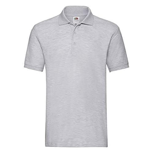 Image of Fruit of the Loom Men's Premium Short Sleeve Polo Shirt, Heather Grey, Large