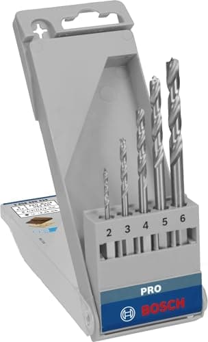 Image of Bosch 5x PRO Wood HSS Hex Brad Point Drill Bit Set (for Softwood, Hardwood, Ø 2,0, 3,0, 4,0, 5,0, 6,0 mm, Professional Accessory Rotary Drill/Drivers)