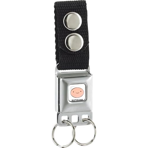 Image of Adventure Time Keychain, Seatbelt Buckle Keychain, Adventure Time Finn Face Close Up Full Color White