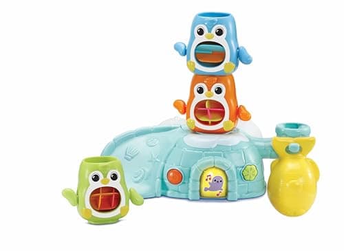 Image of VTech Stack and Slide Penguin Pals, Interactive Stacking Bath Toy for Sensory Play, 3 Stacking Penguins, Songs, Phrases and Melodies, Gift for Toddler 12, 18, 24 Months Plus, English Version