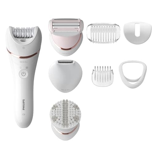 Image of Philips Epilator Series 8000, Cordless Wet and Dry Epilator for Legs and Body, Hair Removal Device, with 8 Accessories, Shaver, Trimmer and Body Exfoliator, Model BRE735/01