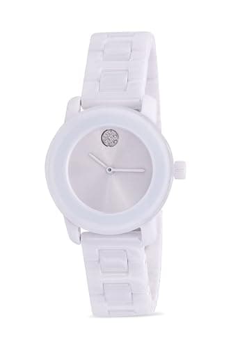 Image of Ladies' Movado Bold White Ceramic Crystal Dot Watch 3600616