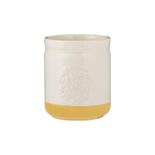 Image of Mason Cash Home to Roost 1.3 l Utensil Holder Stoneware Folk-Inspired Hen and Cockerel Style, Kitchen Countertop Storage Jar, Durable, Everyday Kitchenware