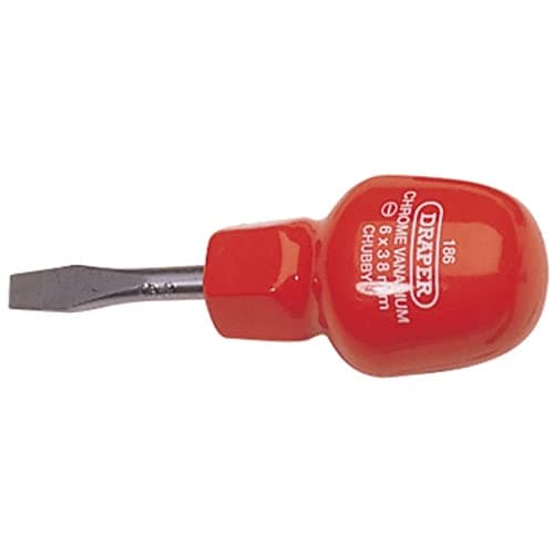 Image of Draper 14095 186 Plain Slot Cabinet Pattern Chubby Screwdriver, 6mm x 38mm