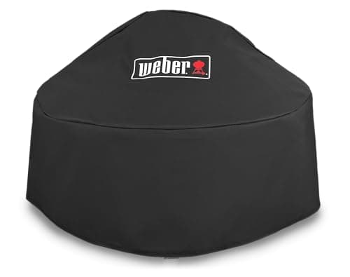 Image of Weber Premium Fireplace Cover/Breathable Water-Resistant Fabric with UV Protection and Fastening Strap, Black, 45.5 x 32 x 32 cm