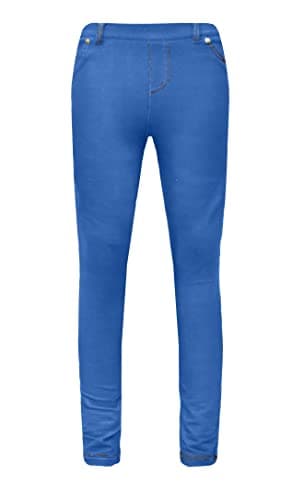 Image of GW CLASSY OUTFIT Girls Jeggings Pants Kids Stretchy Denim Skinny Jeans Fashion Fit Leggings UK Size 4-13 Years (Denim Blue, 7-8 Years)