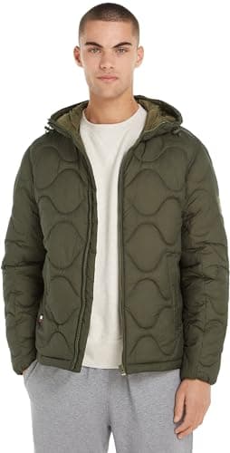 Image of Tommy Hilfiger Men’s Quilted Jacket with Hood, Multicolor (Army Green), M