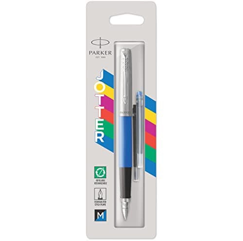 Image of Parker Jotter Originals Fountain Pen | Classic Blue Finish | Medium Nib | Blue & Black Ink
