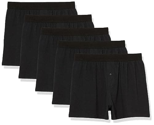 Image of Amazon Essentials Men's Cotton Jersey Boxer Short Underwear (Available in Big and Tall), Pack of 5, Black, XXL Plus