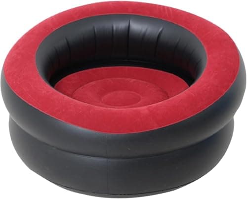 Image of Unibos | Red Inflatable Gaming Chair Air Sofa Single Seat Blow Up Couch Indoor Outdoor Portable Lounge For Camping Living Room Festival Garden Quick Inflate 80x80x47cm