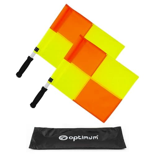 Image of Optimum Linesman Flags Pack of 2 – High-Visibility, Durable & Lightweight Referee Flags with Non-Slip Ergonomic Grips & Carry Bag for Rugby, Football, Hockey & Beyond