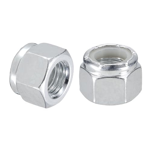 Image of sourcing map 15Pcs 3/8"-24 Nylon Insert Hex Lock Nuts, Carbon Steel Self-Locking Nylon Insert Stop Nut for Industrial Construction Fasteners, White&White