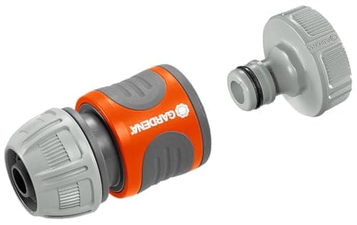 Image of Gardena Pump Connection Set: Hose Coupling for Quick Connection of 13 mm (1/2 Inch) - Hoses to Pumps with 33.3 mm (G 1 Inch) - External Thread (1752-20), Grey/Orange