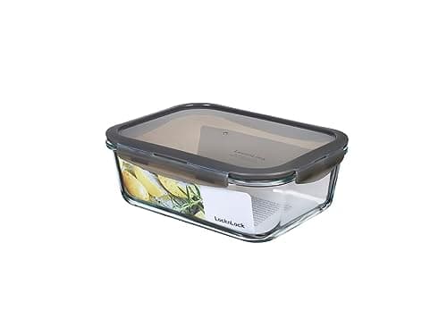 Image of LocknLock Oven Glass Food Storage Container with Lid, 2 Litres, Rectangular, Fridge, Freezer and Dishwasher Safe, Borosilicate Glass up to 400 °C, Oven and Microwave Safe, 251 x 189 x 88 mm