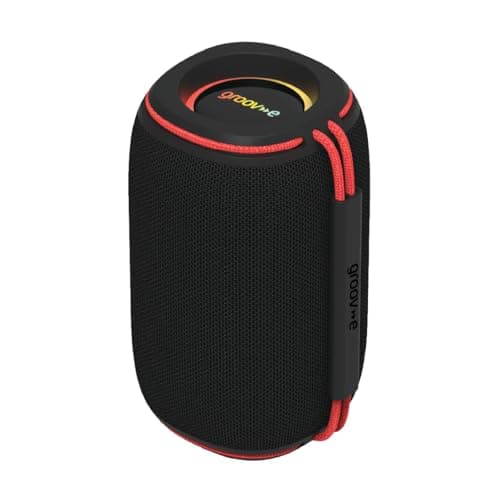 Image of groov e Wave Glow Wireless Speaker - 10W Portable Travel Speaker with LED Lights, 8 Hours Audio Playback, Rechargeable Battery, Bluetooth Connectivity - Black