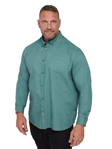 Image of BadRhino Big & Tall Blue Long Sleeve Oxford Shirt - Men's - Plus Size Curve
