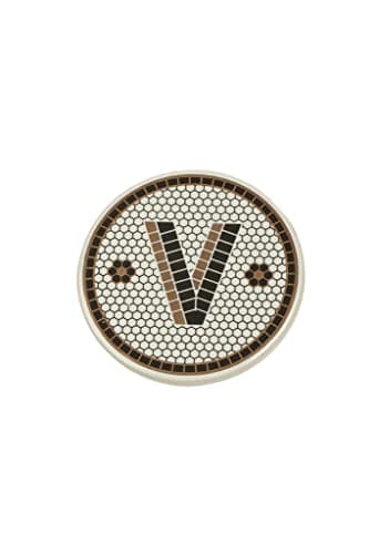 Image of G Decor Pub Black and gold Tile Monogram Alphabet initial Coasters Letter A-Z (V)
