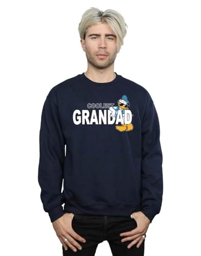 Image of Disney Men's Donald Duck Coolest Grandad Sweatshirt Navy Blue Large