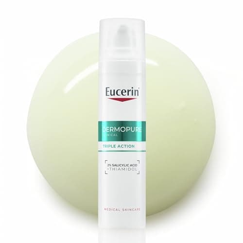 Image of Eucerin Dermopure Clinical Triple Action Fluid 40ml, Acne Cream Serum with Salicylic Acid & Thiamidol, Blemish and Acne Scar Treatment, Spot Cream Exfoliator for Blemish-Prone Skin