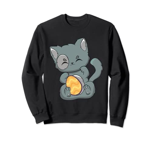 Image of Munchkin Cat With Egg Anime Feline Easter Sweatshirt